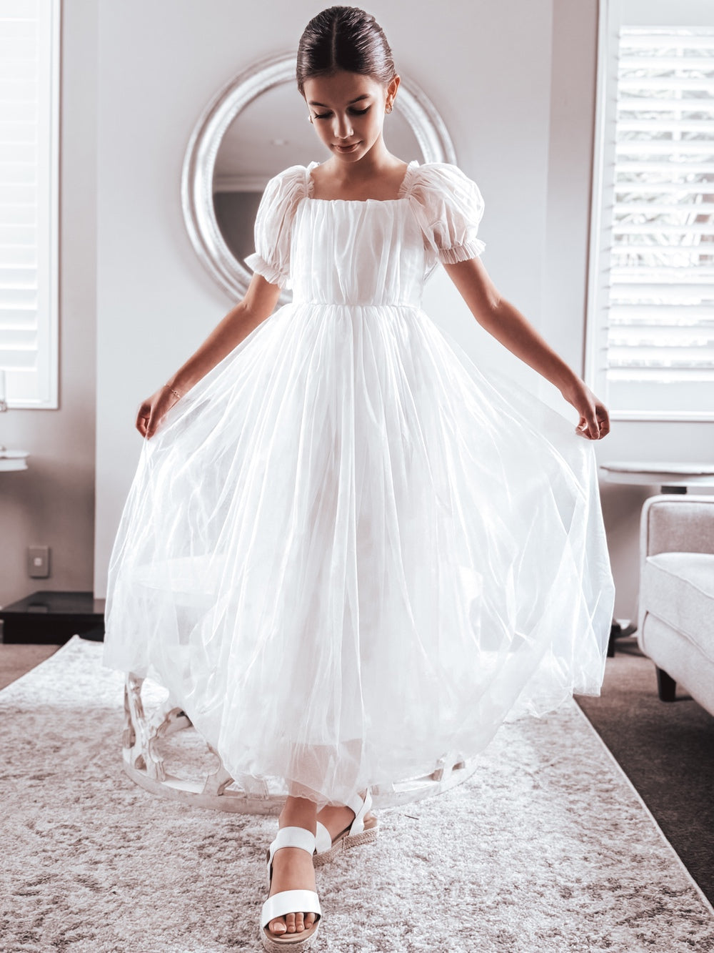 Jessica Puff Sleeve White Dress